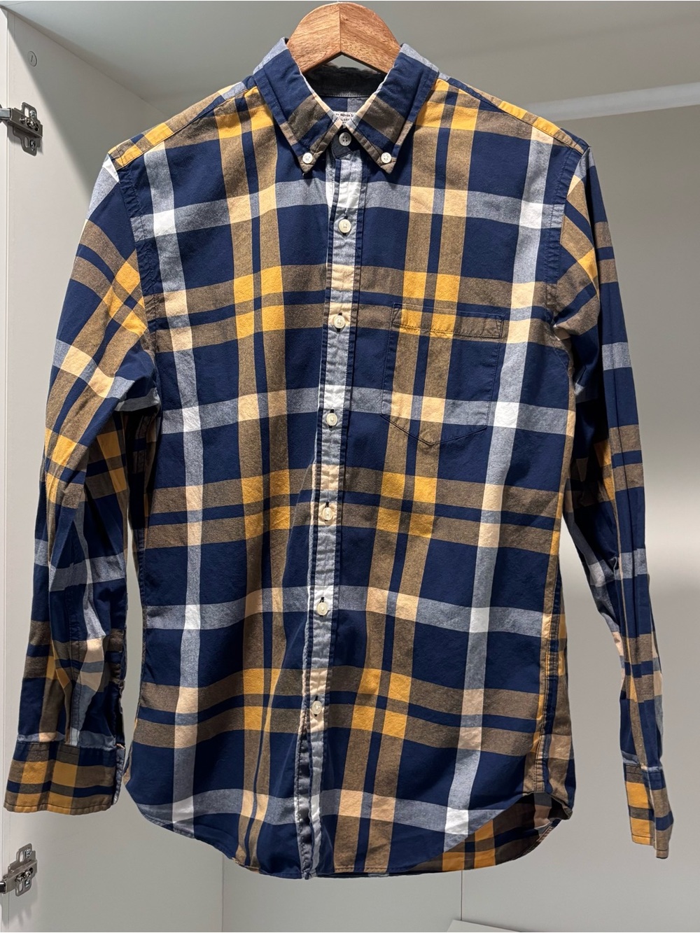 J. Crew 100% cotton blue and yellow Plaid Button-Down Shirt